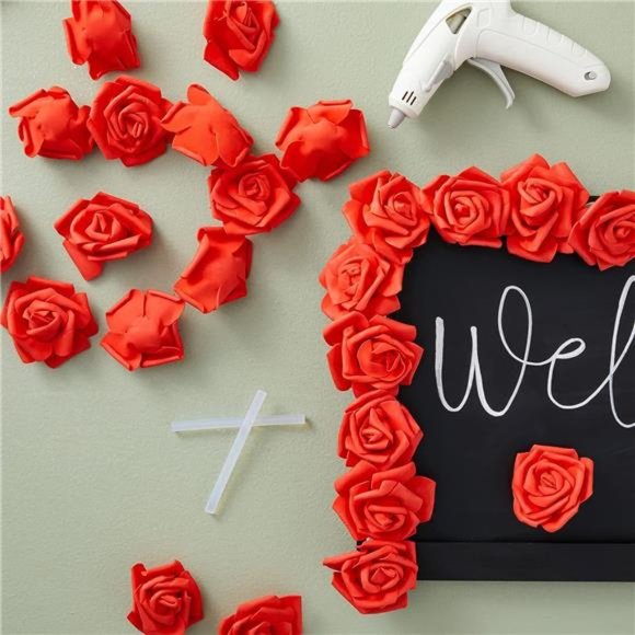 100 Pack Red Artificial Flowers Bulk Stemless Fake Foam Roses for Wedding Decor - Picture 2 of 6